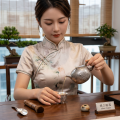 wholesale Pure 999 Elegant Hammered Silver Teapot with Exquisite Floral Relief and Wooden Handle - Handicraft-0-3