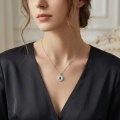 wholesale 925 Sterling Silver Elegant Sterling Silver Emerald Square Halo Pendant Necklace Wholesale - JewelryODM-0-1