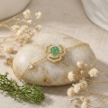wholesale 925 Sterling Silver Elegant Floral Bracelet Featuring Radiant Green Jade and Shimmering Accents - JewelryODM-0-2