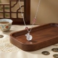 wholesale 925 Sterling Silver Prosperity Money Bag Silver Necklace with Translucent Gemstone and Red Lucky Charms - JewelryODM-0-2