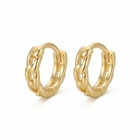 wholesale 925 Sterling Silver Elegant Curb Link Textured Metallic Huggie Hoop Earrings Wholesale - JewelryODM-undefined