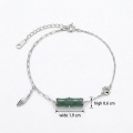 wholesale 925 Sterling Silver Elegant Sterling Silver Bamboo Green Stone Bracelet with Leaf and Coin Charms - JewelryODM-0-3