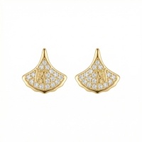 wholesale 925 Sterling Silver Elegant Fan-Shaped Letter H Sparkling Stone Pave Stud Earrings - JewelryODM-undefined