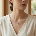 wholesale 925 Sterling Silver Butterfly Cubic Zirconia White Donut Pendant Necklace For Women-0-9