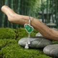 wholesale 925 Sterling Silver Elegant Green Jade Gourd Pendant Necklace with Sparkling CZ Halo and Dangling Charms - JewelryODM-0-10