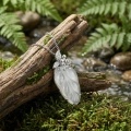 wholesale 925 Sterling Silver Elegant Silver Necklace with Carved White Jade Leaf Pendant and Sparkling Foliage Accents - JewelryODM-0-1
