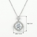 wholesale 925 Sterling Silver Sparkling Round Brilliant Cut Zircon Halo Pendant Necklaces Wholesale in Sterling Silver - JewelryODM-0-3