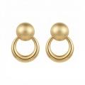 wholesale 925 Sterling Silver Elegant Matte Sphere And Polished Hoop Metallic Drop Earrings - Jewelryodm-0-0
