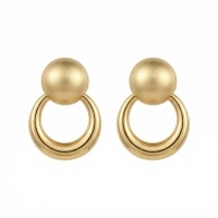 wholesale 925 Sterling Silver Elegant Matte Sphere And Polished Hoop Metallic Drop Earrings - Jewelryodm-undefined