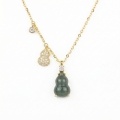 wholesale 925 Sterling Silver Elegant Jadeite Gourd Necklace with Pavé Accents and Sparkling Charms - JewelryODM-0-0