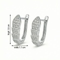 wholesale 925 Sterling Silver Elegant Sparkling Silver Segmented Huggie Hoop Earrings Wholesale with Pave Accents - JewelryODM-0-3