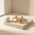 wholesale 925 Sterling Silver Elegant Matte Sphere And Polished Hoop Metallic Drop Earrings - Jewelryodm-0-1