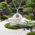 wholesale 925 Sterling Silver Elegant White Jade Circle Pendant Necklace with Pearl Flower Accent - JewelryODM-0-2