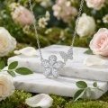 wholesale 925 Sterling Silver Cubic Zirconia Flower Butterfly Pendant Necklace For Women-0-2