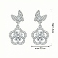 wholesale 925 Sterling Silver Elegant Butterfly and Flower Silver Drop Earrings Wholesale with Sparkling Cubic Zirconia - JewelryODM-0-3