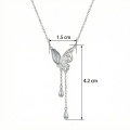 wholesale 925 Sterling Silver Elegant Silver Butterfly Necklace with Iridescent Wing and Teardrop Charms - JewelryODM-0-3