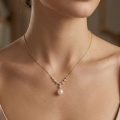 wholesale 925 Sterling Silver Radiant Pearl Drop Necklaces Wholesale with Shimmering Floral Zircon Accents - JewelryODM-0-1