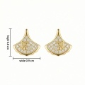 wholesale 925 Sterling Silver Elegant Fan-Shaped Letter H Sparkling Stone Pave Stud Earrings - JewelryODM-0-2