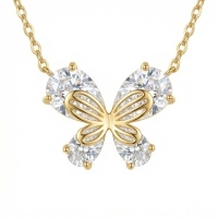 wholesale 925 Sterling Silver Exquisite Sterling Silver Butterfly Pendant Necklace With Pear-cut Sparkling Stones - Jewelryodm-undefined