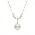 wholesale 925 Sterling Silver Radiant Pearl Drop Necklaces Wholesale with Shimmering Floral Zircon Accents - JewelryODM-0-0