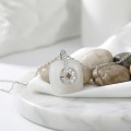 wholesale 925 Sterling Silver Elegant Square Frosted Gemstone Pendant Necklace with Pavé CZ Accents and Silver Chain - JewelryODM-0-2