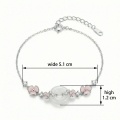 wholesale 925 Sterling Silver Elegant Silver Bracelet Featuring Pink Enamel Flowers and a White Jade Donut Center. - JewelryODM-0-3