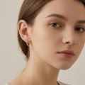 wholesale 925 Sterling Silver Elegant Minimalist Organic Shaped Wavy Metallic Huggie Earrings Wholesale - JewelryODM-0-1