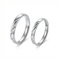 wholesale 925 Sterling Silver Couples Wedding Bands Twisted Faceted Adjustable Ring Set For Women Men-0-0