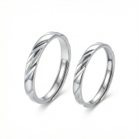 wholesale 925 Sterling Silver Couples Wedding Bands Twisted Faceted Adjustable Ring Set For Women Men-undefined