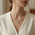 wholesale 925 Sterling Silver Sparkling Round Brilliant Cut Zircon Halo Pendant Necklaces Wholesale in Sterling Silver - JewelryODM-0-1