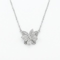 wholesale 925 Sterling Silver Butterfly Pendant Necklace With Cubic Zirconia For Women-0-0