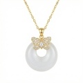 wholesale 925 Sterling Silver Butterfly Cubic Zirconia White Donut Pendant Necklace For Women-0-4