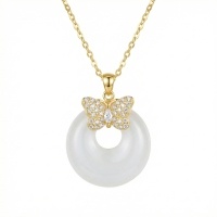 wholesale 925 Sterling Silver Elegant  Butterfly And White Jade Pendant Necklace - Jewelryodm-undefined