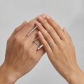 wholesale 925 Sterling Silver Couples Wedding Bands Twisted Faceted Adjustable Ring Set For Women Men-0-2