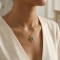 wholesale 925 Sterling Silver Elegant Jadeite Pendant Necklace with Sparkling Accents and Droplet Charms - JewelryODM-0-1