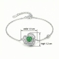 wholesale 925 Sterling Silver Elegant Floral Bracelet Featuring Radiant Green Jade and Shimmering Accents - JewelryODM-0-7