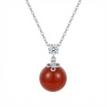 wholesale 925 Sterling Silver Elegant Sterling Silver Pendant Necklace Featuring A Vibrant Red Agate And Sparkling Cz Accent - Jewelryodm-0-0