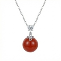 wholesale 925 Sterling Silver Elegant Sterling Silver Pendant Necklace Featuring A Vibrant Red Agate And Sparkling Cz Accent - Jewelryodm-undefined
