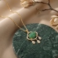 wholesale 925 Sterling Silver Elegant Jadeite Pendant Necklace with Sparkling Accents and Droplet Charms - JewelryODM-0-2
