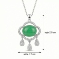 wholesale 925 Sterling Silver Elegant Jadeite Pendant Necklace with Sparkling Accents and Droplet Charms - JewelryODM-0-7