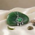 wholesale 925 Sterling Silver Elegant Jadeite Pendant Necklace with Sparkling Accents and Droplet Charms - JewelryODM-0-6