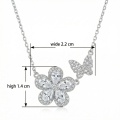 wholesale 925 Sterling Silver Cubic Zirconia Flower Butterfly Pendant Necklace For Women-0-3