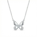 wholesale 925 Sterling Silver Cubic Zirconia Butterfly Pendant Necklace For Women-0-0