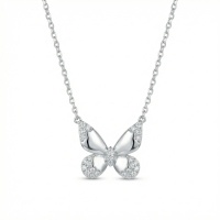 wholesale 925 Sterling Silver Cubic Zirconia Butterfly Pendant Necklace For Women-undefined