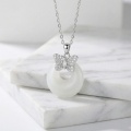 wholesale 925 Sterling Silver Butterfly Cubic Zirconia White Donut Pendant Necklace For Women-0-10