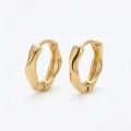 wholesale 925 Sterling Silver Elegant Minimalist Organic Shaped Wavy Metallic Huggie Earrings Wholesale - JewelryODM-0-0