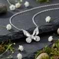 wholesale 925 Sterling Silver Cubic Zirconia Butterfly Pendant Necklace For Women-0-2