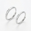 wholesale 925 Sterling Silver Bamboo Cubic Zirconia Adjustable Couple Ring Set For Women Men-0-0