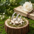 wholesale 925 Sterling Silver Elegant Adjustable Silver Couple Rings with Braided Texture and Clover Charms - JewelryODM-0-2