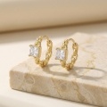 wholesale 925 Sterling Silver Elegant Princess Cut Cubic Zirconia Chain Link Huggie Hoop Earrings Wholesale - JewelryODM-0-2